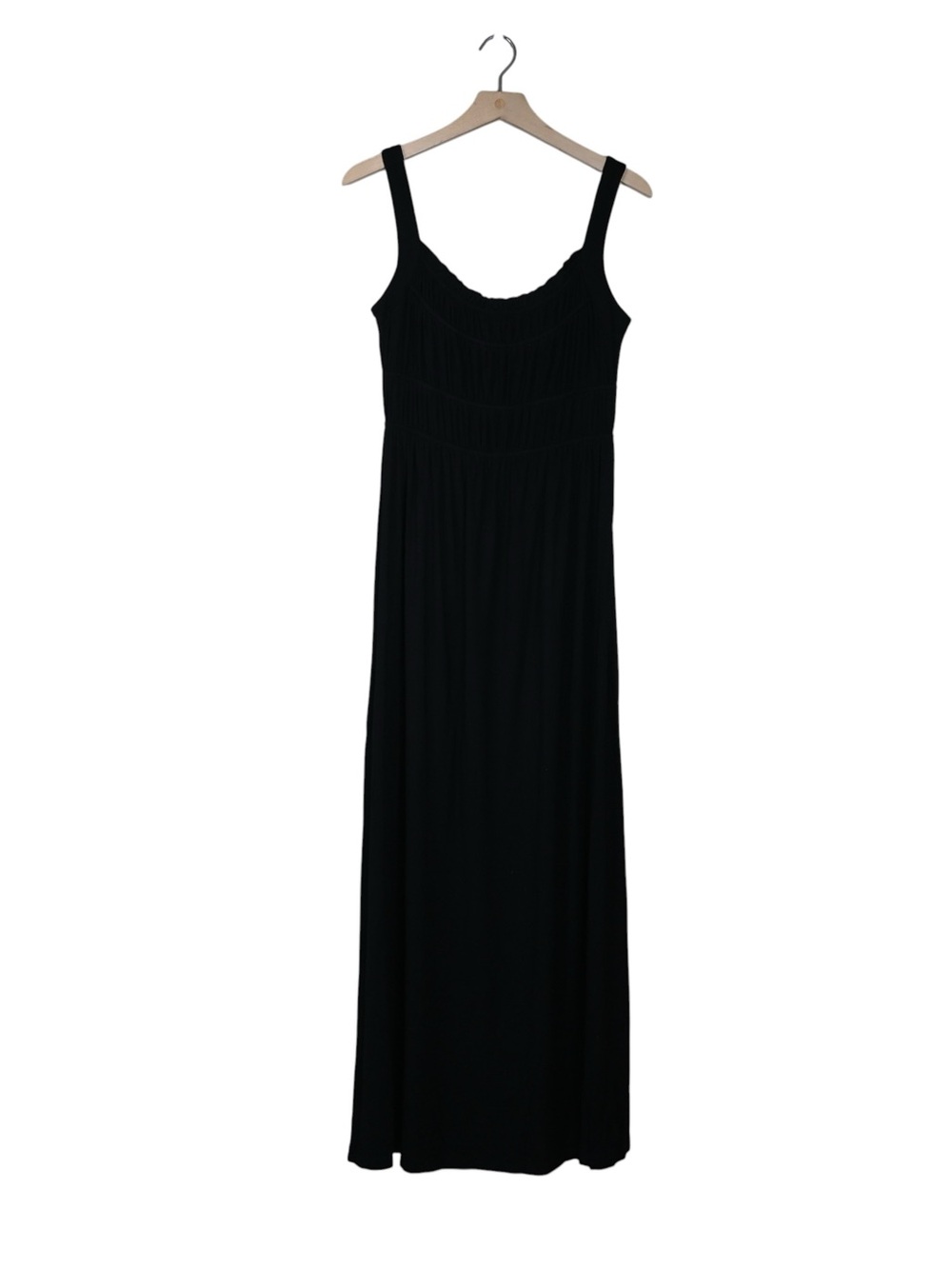 LOFT Women's S Sleeveless Ruched Black Maxi Dress